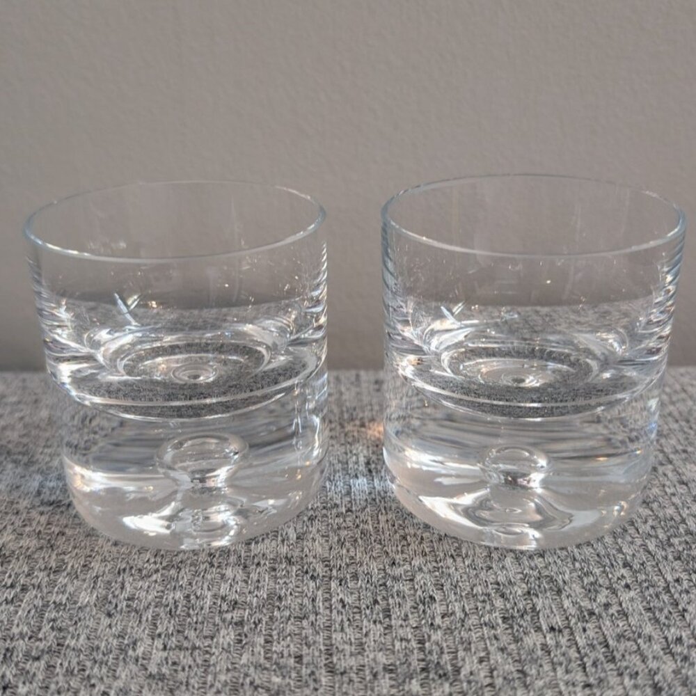 Krosno Short 2.5" Shot Glasses, Clear with Controlled Bubble, Set of 2 EUC